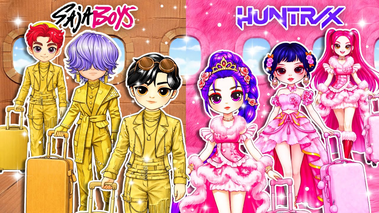 Huntrix & Saja Boys Glow Up in Cardboard&Fluffy Fashion| K-Pop Demon Hunters| DIY Fashion Mira Dolls