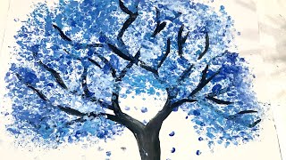 رسم شجرة بطريقة  سهلة مثل المحترفين | how to draw  a tree easy|quick painting Aluminum technique |