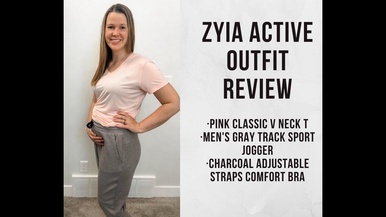 Zyia Active Review: Pink Classic V Neck T, Men's Gray Track Sport
