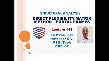 Lecture 118 : Flexibility Matrix Method - System Approach - Portal Frames - Dr. P.Perumal, PSG iTech