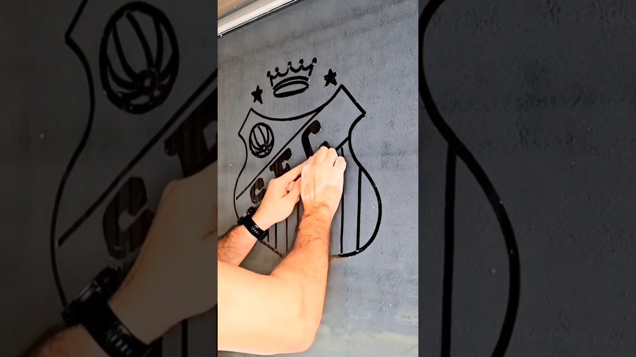 Santos FC logo two hands drawing 
