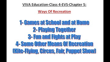 VIVA Education-Class 4-EVS-Chapter 5:- Ways Of Recreation