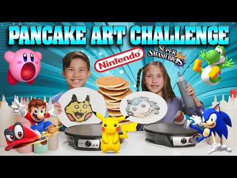 PANCAKE ART CHALLENGE - NINTENDO EDITION!!! Super Smash Bros., Super Mario Odyssey, Pokemon, Sonic!