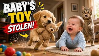 Puppy Steals Baby’s Shoe and Runs in Circles 🐶👶 Non Stop Baby Laughing & Giggles Funny Dog & Baby screenshot 1