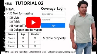 HTML Lecture 4: Create Login Page, Nested Tables & More Tags | HTML Tutorial in Hindi |Gopal