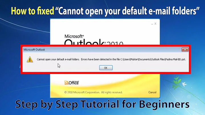 How to fixed outlook 2010 cannot open your default e mail folders | Outlook 2010 error problem solve