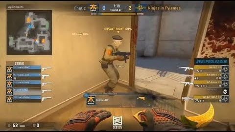 CSGO: GeT_RiGhT gets knifed, f0rest whiffs easy kill - NIP vs Fnatic ESL
