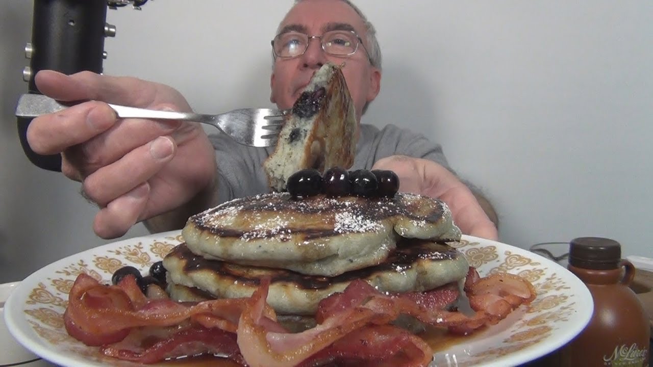 ASMR Eating Blueberry Pancakes