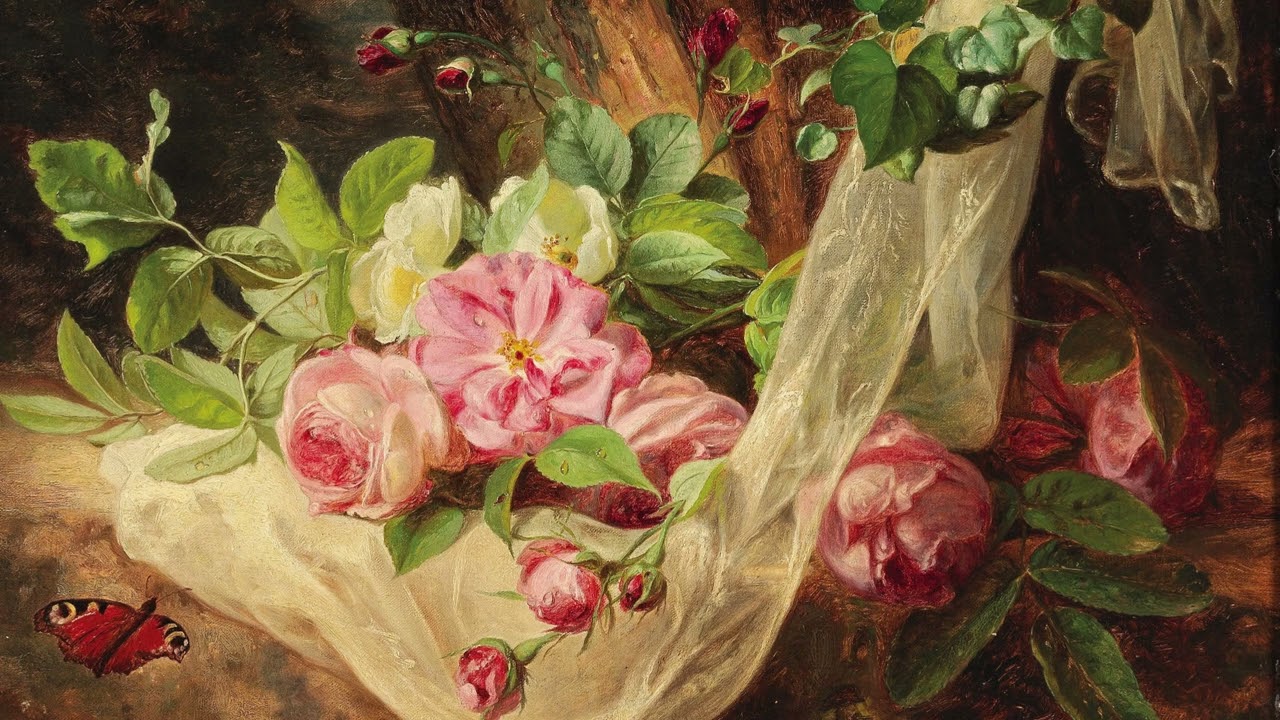 Still Life with Roses on a Forest Floor |Vintage Art | Background Art |Beautiful wallpaper |No Sound