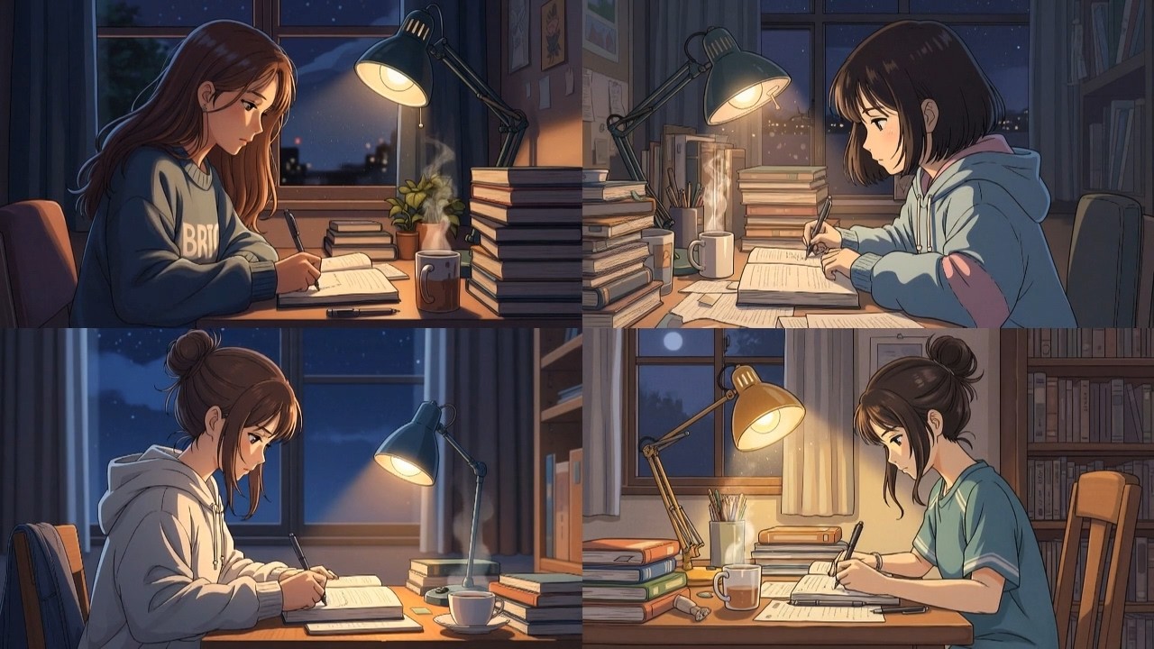 Study With Us 1 Hour | Pencil Writing + Crickets at Night | No Music