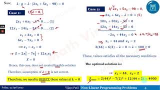 Famous Non-Linear Programming Problem | Karush-Kuhn–Tucker (KKT) | Problem with One Inequality constraint Net Worth