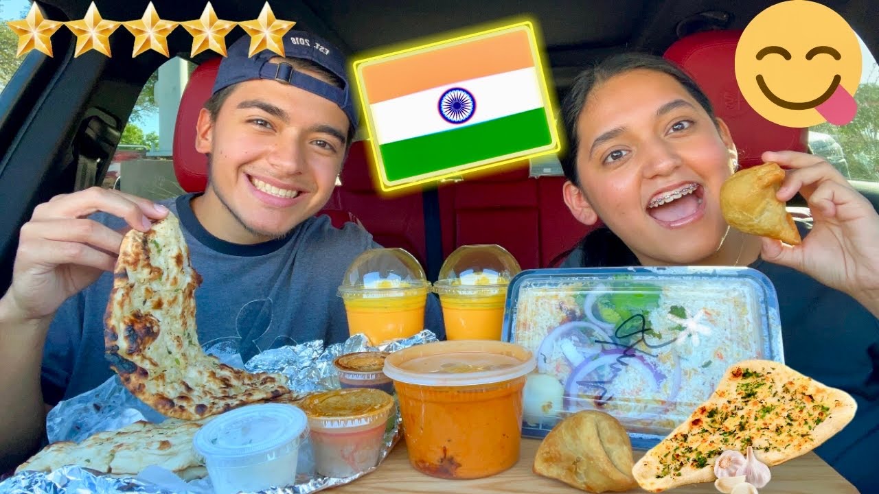 Пробую индийскую еду впервые!! | Мукбанг, курица в масле, чесночный наан