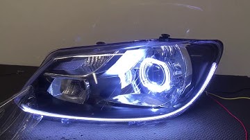 VW Caddy 2012 facelift xenon projector retrofit angel eyes