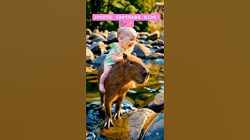 A Joyful Ride! Baby Travels on a Capybara #cute #baby #ride #capybara #funnyanimals #funny