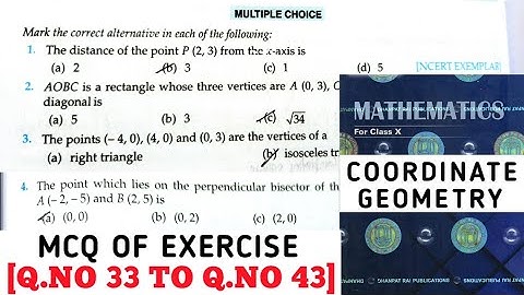 RD SHARMA CLASS 10 COORDINATE GEOMETRY MCQ OF EXERCISE [Q.NO 33 TO 43] MATH FEAR | CHAPTER 6 | CBSE