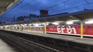 EF81-95+ゆうマニ+701系 北本駅通過