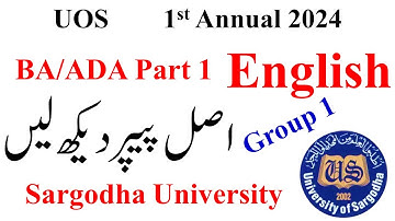 BA ADA Part 1 English group 1 Paper UOS 2024 | ADA English Paper UOS 2024