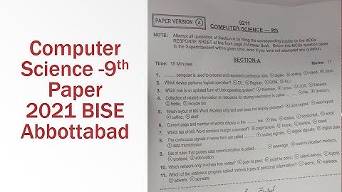 computer paper 9th BISE atd | BISE Abbottabad Computer Science Paper 2021 | 9th computer paper 2021