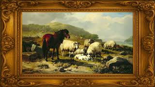 4K Vintage Horse and Sheep Art | Peaceful Pasture Scene for Frame TV Display | Ambient Wall Decor