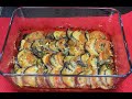 Запеканка с баклажанами, кабачками и помидорами по итальянски. Baked vegetables in oven.