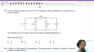 FM21 P12 Q37 Ratio of Potential Difference over Emf | Feb/Mar 2021 | Cambridge A Level 9702 Physics