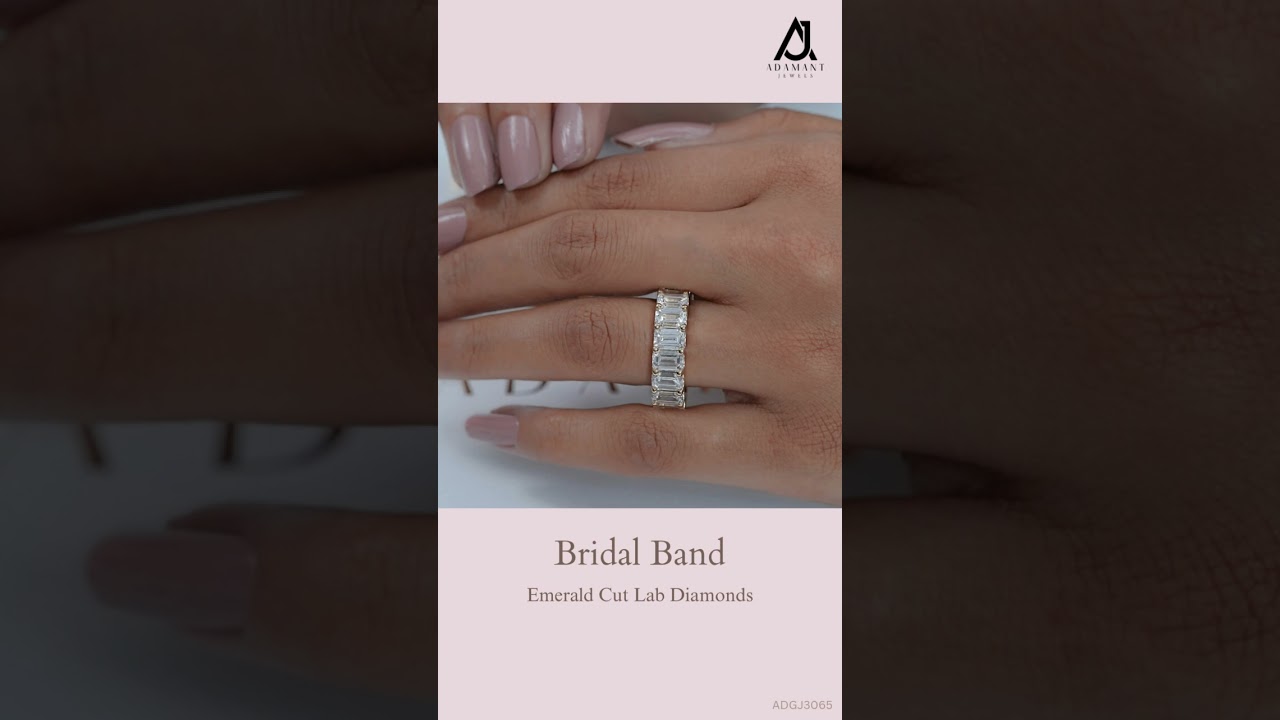 Emerald Cut Lab Diamond Bridal Band 