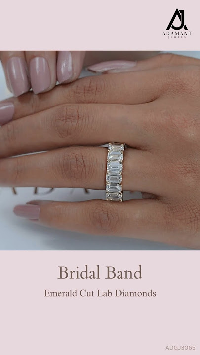 Emerald Cut Lab Diamond Bridal Band #weddingband # #adamantjewels