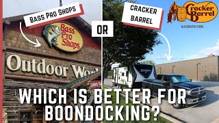 BOONDOCKING Bass Pro vs. Cracker Barrel | Which is better? | Fulltime RV