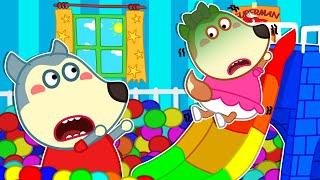 Lycan in Arabic 🌟 Lycan and Ruby Play Safe with Rainbow Ball Slide | Lycan's Funny Stories For Kids