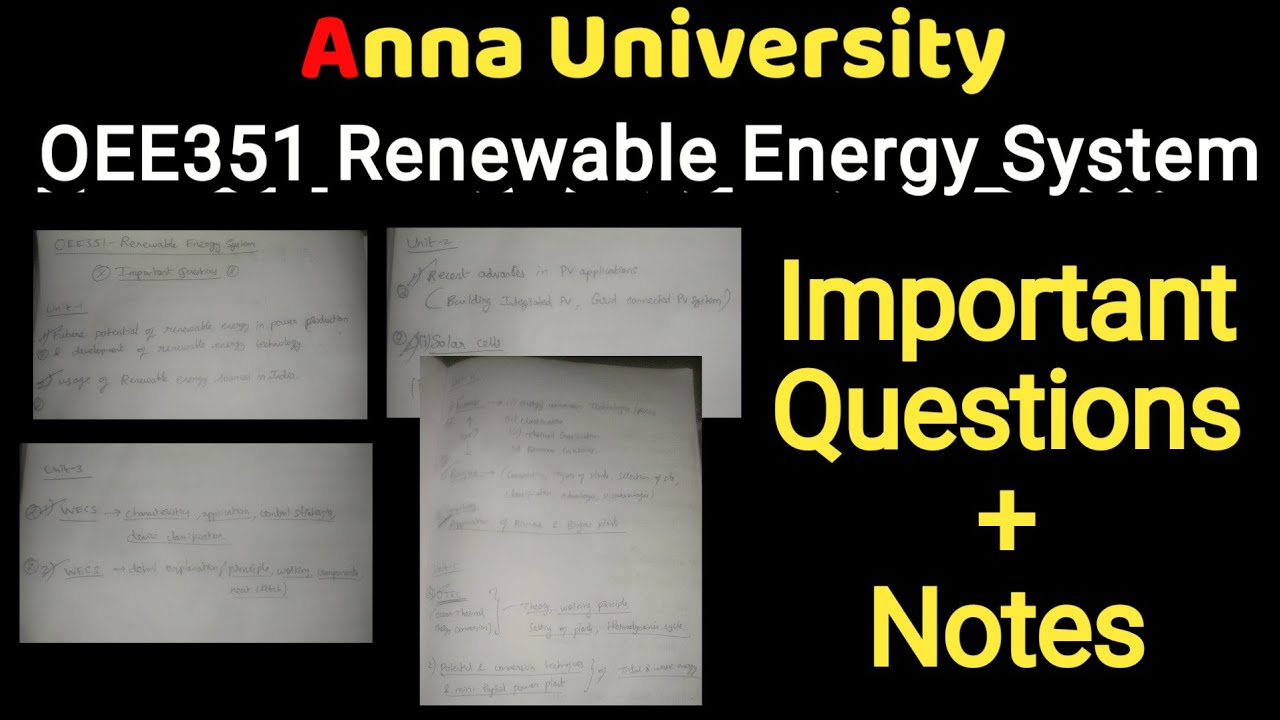oee351 - Renewable Energy system | important questions | anna ...