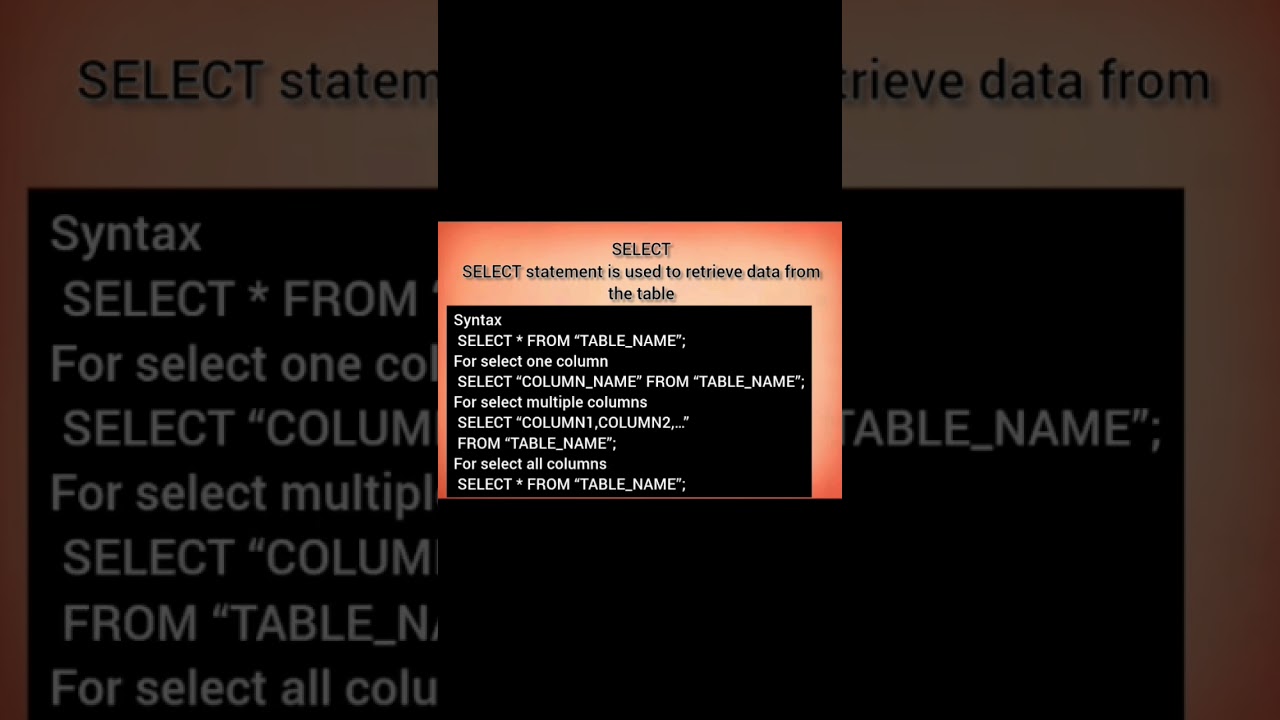 SQL Select Commands #shorts #short #youtubeshorts #youtube #youtubeshort #youtubevideo #viral #sql 