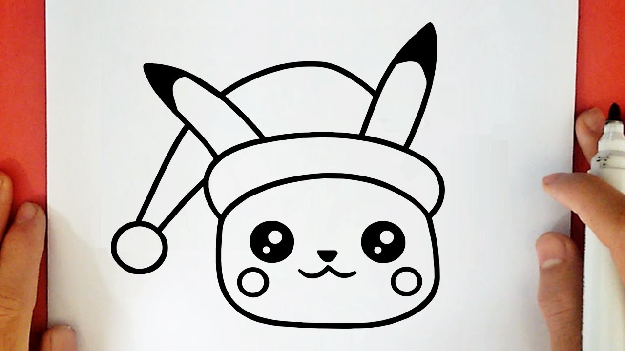 COMO DESENHAR O PIKACHU KAWAII DE NATAL 