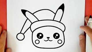 COMO DESENHAR O PIKACHU KAWAII DE NATAL