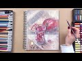 How to draw a Glass of mulled wine with gold spoon in soft pastel/Still Life/ Easy drawing tutorial