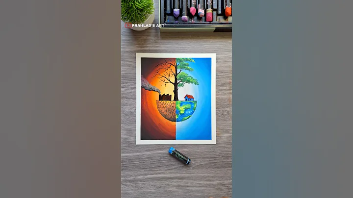 🌍✨ Save Earth Drawing | Pollution vs Nature 🌳🔥 | Oil Pastel Art  #drawing  #art