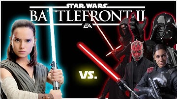 STAR WARS Battlefront 2: Rey vs. Vader/Maul/Kylo/Iden *1v4* Heroes vs. Villains