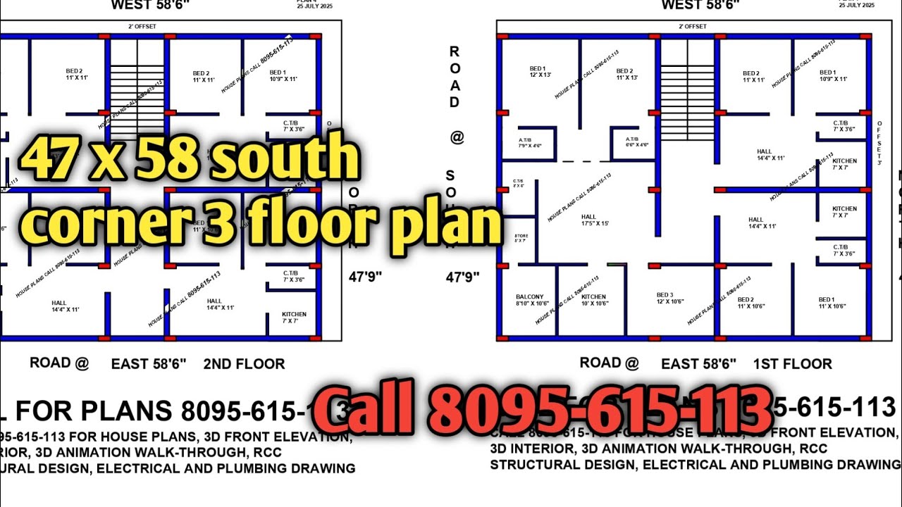 56 × 47 South East Corner House Plan Map Naksha - YouTube
