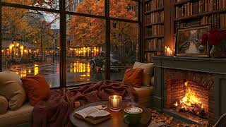 Cozy Autumn Rain Ambience 🍂 Soft Bossa Nova Jazz with Fireplace for Sleep, Focus & Relaxation screenshot 4