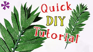 DIY Crepe paper palm tree leaf  (ENG Subtitles) - Speed up #729