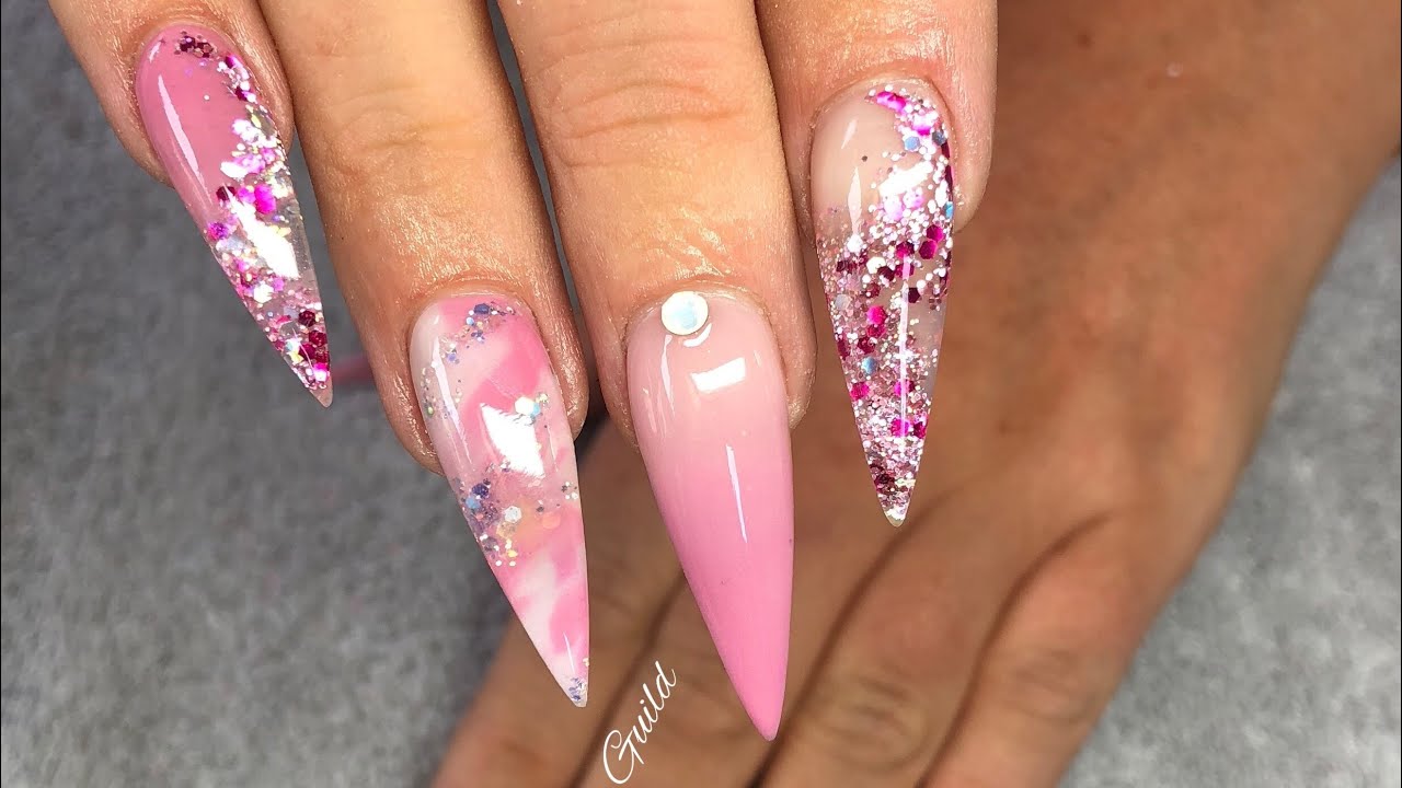 8. Pink and White Stiletto Nails - wide 2