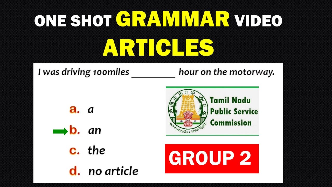 ARTICLES - TNPSC GENERAL ENGLISH | PART A - GRAMMAR | COMPLETE ...