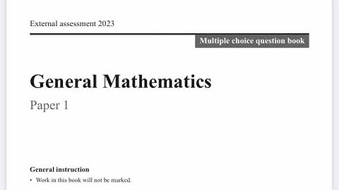 General Maths QCAA external exam 2023 paper 1 multi choice