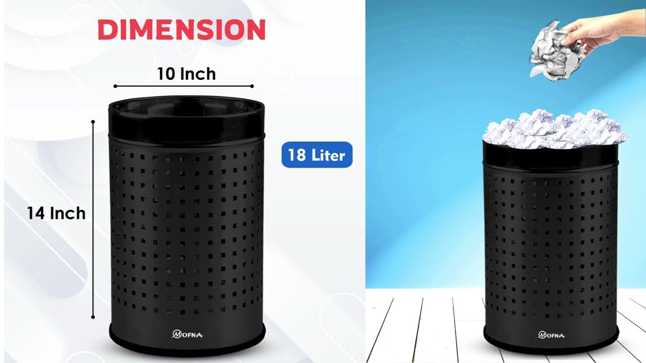 MOFNA Perforated Dustbin Black (Square Perforated) 