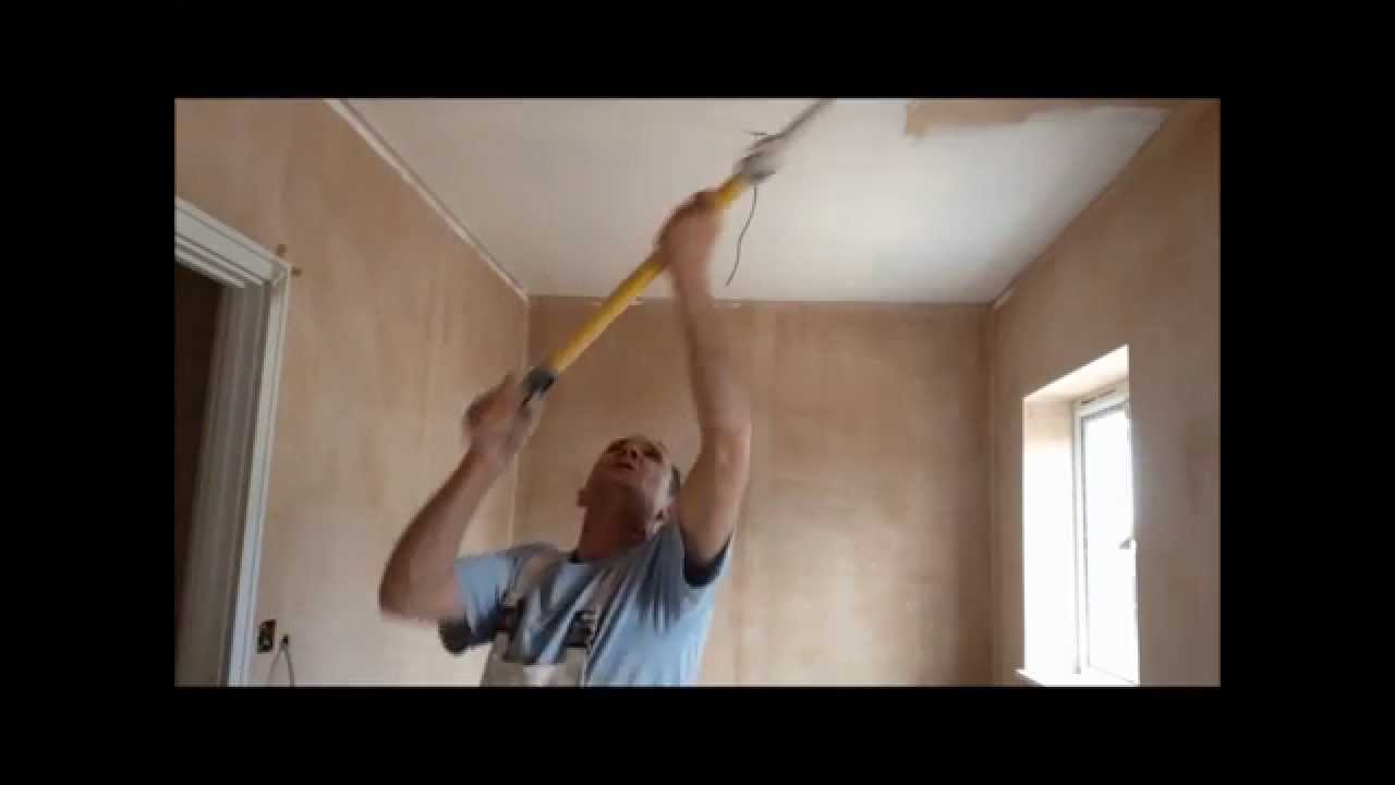 Painting Decorating How To Base Coat A New Plastered Ceiling Youtube