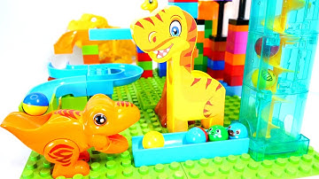 Marble Run ASMR Dinosaurs & Spiral elevator course