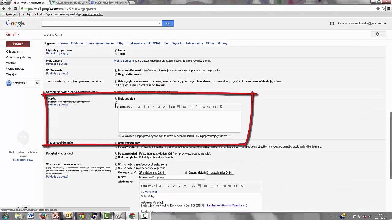 Jak ustawić stopkę w Gmail? YouTube
