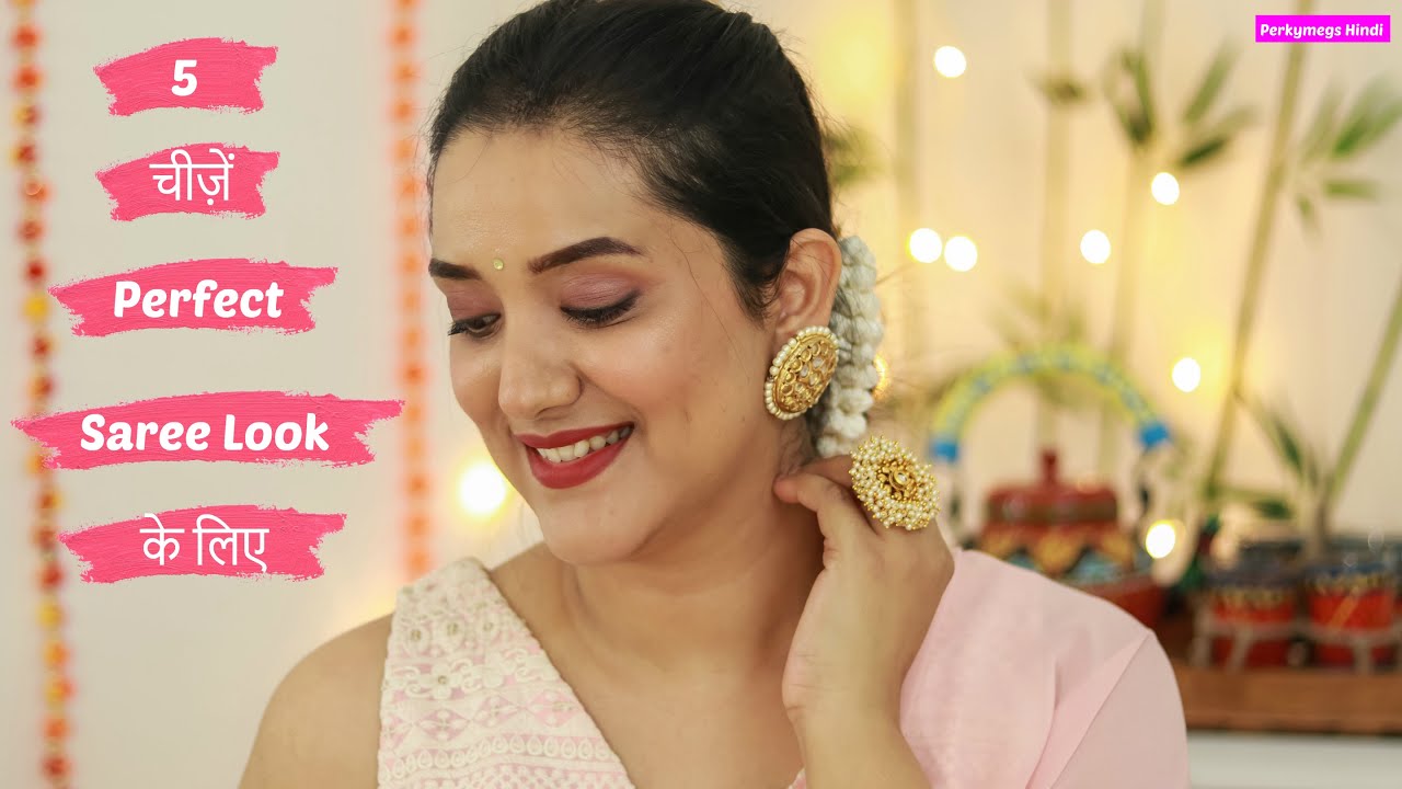 Yellow Pink Saree Look 💕💛 | Twisted hair - YouTube