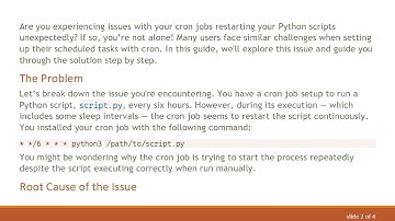 Understanding Cron Jobs: How to Prevent Unwanted Restarts of Your Python Scripts