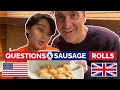 American Father and Son Make & Try Sausage Rolls! PLUS Questions?? (British food) US UK 먹방 4K