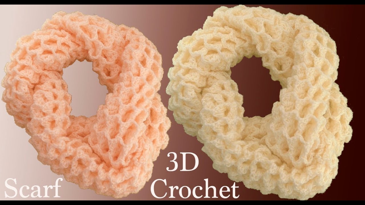 Bufanda a Crochet punto 3D trenzas o de abeja tejido tallermanualperu - YouTube